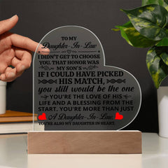 To My Daughter-in-Law Honor – Acrylic Heart Plaque